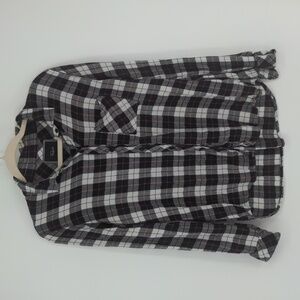 Rails Women's Flannel Plaid Top Shirt Size Medium Black White Soft Button Front